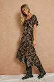 Tanya Brown High Slit Midi Dress
