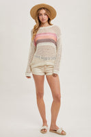 Nalia Color Block Open Knit Sweater