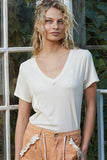 Valerie White Short Sleeve V-Neck T-Shirt
