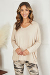 Ella Long Sleeve V-Neck Drape Knit Sweater