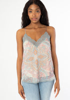 Paisley Print Lace Trim Cami