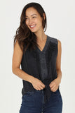 Brianna Sleeveless Embroidered Tie Waist Top