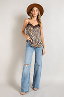Hanna Lace Trim Leopard Print Tank Top