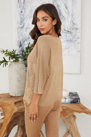 Edith Diamond Patterned Lightweight 3/4 Sleeve Sweater