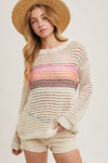 Nalia Color Block Open Knit Sweater