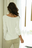 Long Sleeve White Top with Lurex Trim Detail