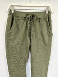 Cami Cuffed Crinkle Army Green Jogger