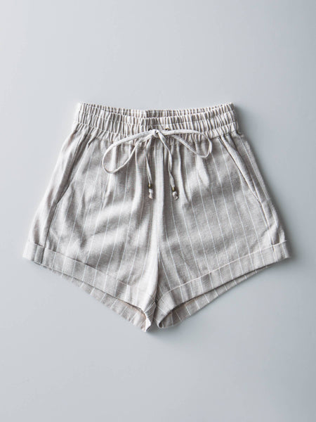 Judy Relaxed Fit Linen Beige Shorts
