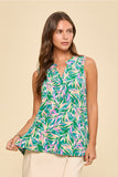 Nova Tropical Green A-Line Sleeveless Tank Top