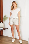 Josie Crinkle Cuffed Shorts with Belt