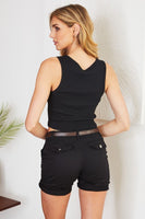 Josie Crinkle Cuffed Shorts with Belt