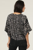 Talia V Neck Kimono Sleeve Tie Waist Printed Top
