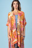 Coral Petals Viscose Kimono