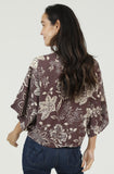 Jayla V Neck Kimono Sleeve Tie Waist Printed Top