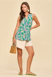 Nova Tropical Green A-Line Sleeveless Tank Top