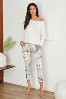 Eden Blue Flower Print Crinkle Jogger