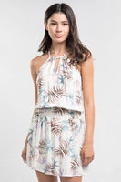 Stella Sleeveless Palm Floral Drawstring Mini Dress
