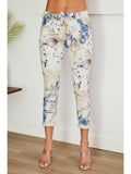 Eden Blue Flower Print Crinkle Jogger
