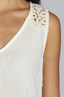 April Mixed Crochet V Neck Tank Top