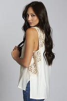 April Mixed Crochet V Neck Tank Top