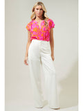 Lana Tropics Split Neck Blouse Top