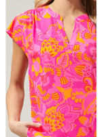 Lana Tropics Split Neck Blouse Top