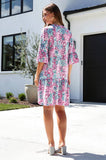 Sutton Floral Print 3/4 Sleeve Dress