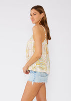 Paisley Metallic Detail Scoop Neck Tank Top