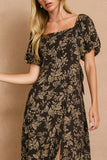 Tanya Brown High Slit Midi Dress