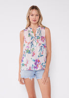 Flora Vibrant Floral Sleeveless Button Front Top