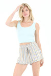 MARY STRIPED SHORTS WITH RUFFLE HEM
