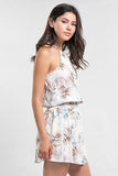 Stella Sleeveless Palm Floral Drawstring Mini Dress