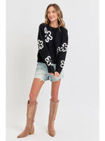 Erin Sequins Floral Black Sweater