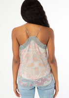 Paisley Print Lace Trim Cami
