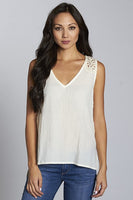 April Mixed Crochet V Neck Tank Top