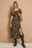 Tanya Brown High Slit Midi Dress