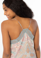 Paisley Print Lace Trim Cami