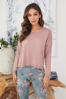Erica Dusty Rose Lightweight V-Neck Sweater