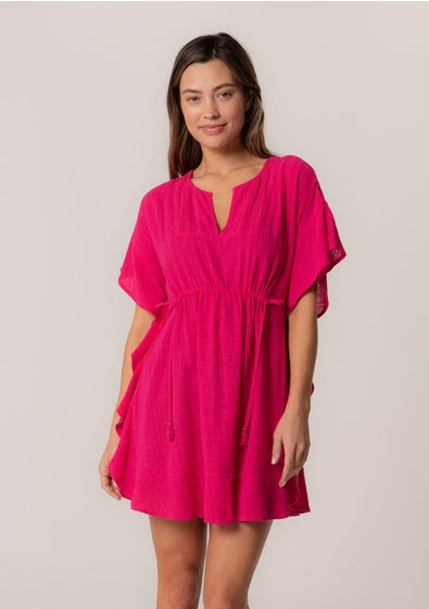 Josie Embroidered Ruffle Sleeve Caftan Dress
