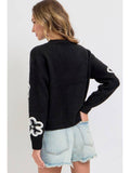 Erin Sequins Floral Black Sweater
