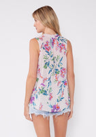 Flora Vibrant Floral Sleeveless Button Front Top