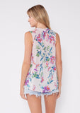 Flora Vibrant Floral Sleeveless Button Front Top