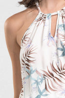 Stella Sleeveless Palm Floral Drawstring Mini Dress