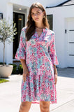 Sutton Floral Print 3/4 Sleeve Dress