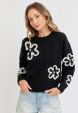 Erin Sequins Floral Black Sweater