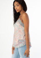 Paisley Print Lace Trim Cami