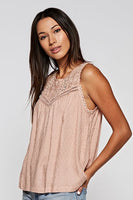 Candy Crochet Lace Trim Sleeveless Top