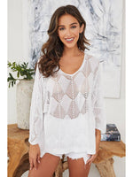 Edith Diamond Patterned Lightweight 3/4 Sleeve Sweater
