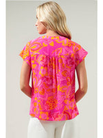 Lana Tropics Split Neck Blouse Top