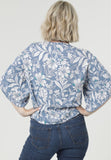 Jerri V Neck Kimono Sleeve Tie Waist Printed Top